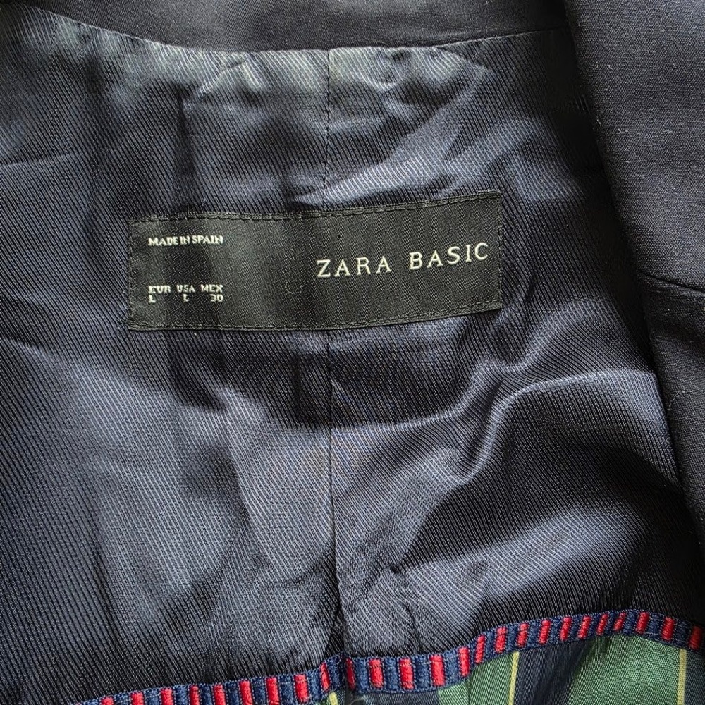 ZARA BASIC Navy One Button Blazer Jacket Women Si… - image 3